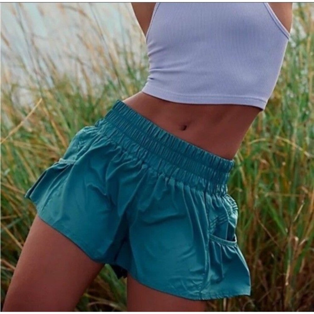 Free People Movement Get Your Flirt On Shorts Women's S Teal Blue Hydro